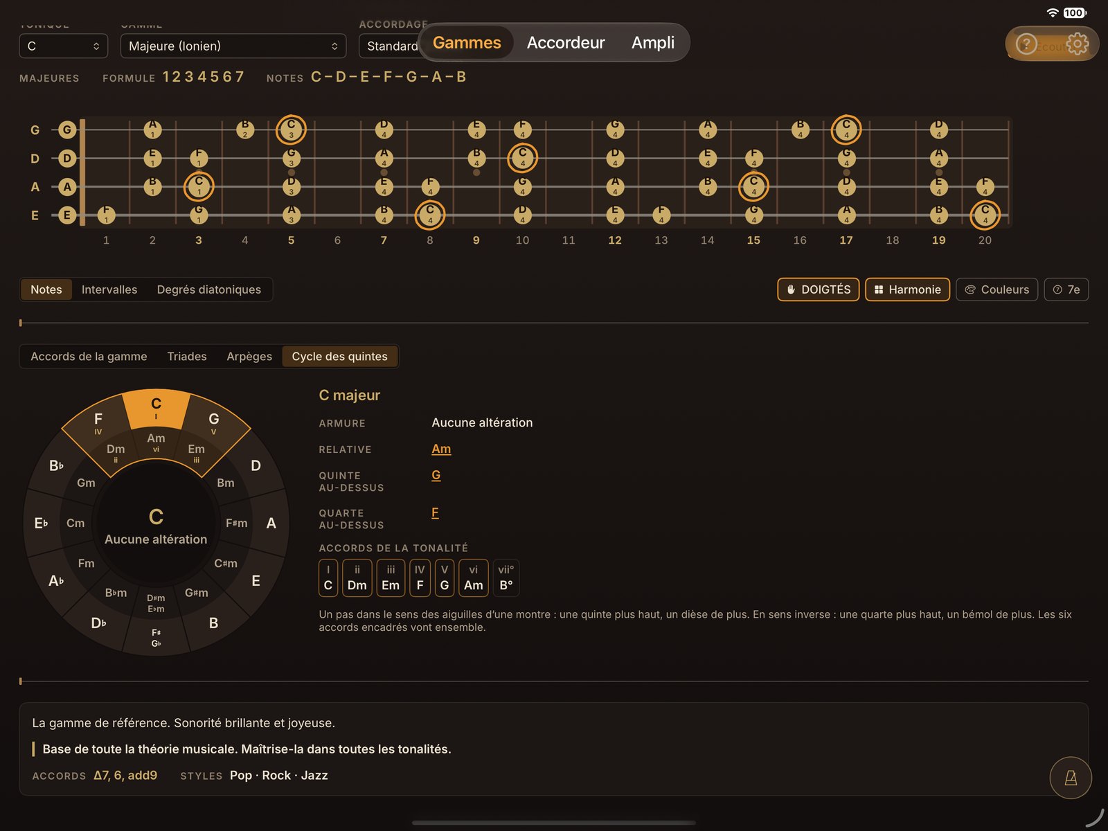 Le cycle des quintes interactif